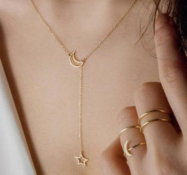 Moon Star Necklace Clavicle Chain Short Necklace