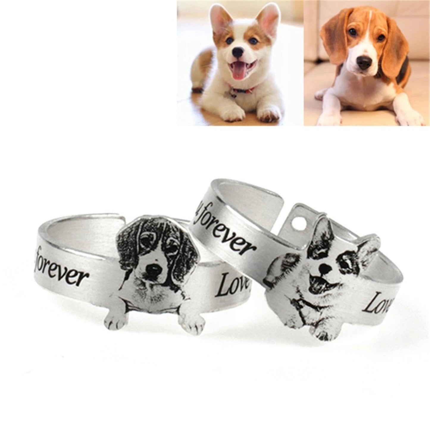 Stainless Steel Custom Pet Photo Rings