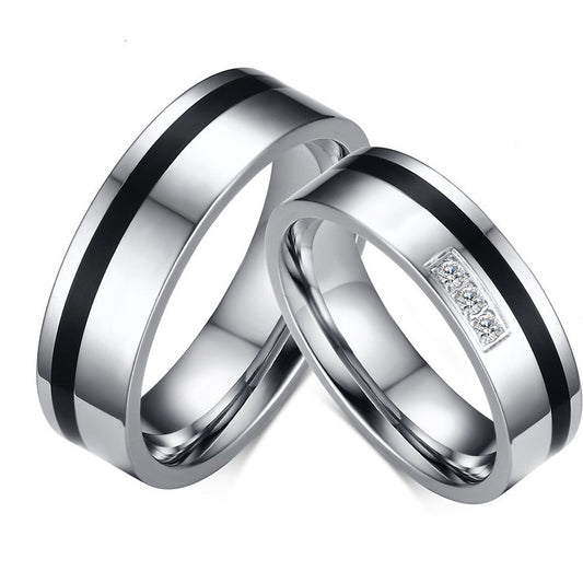 Titanium steel with three zircon couple rings