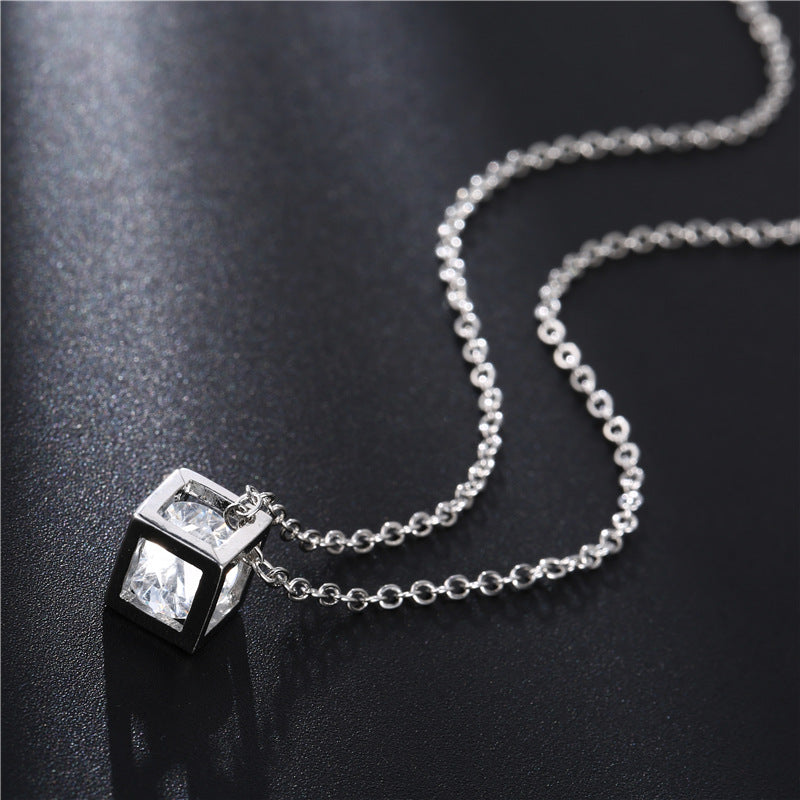 Platinum Plated Love Cube Necklace