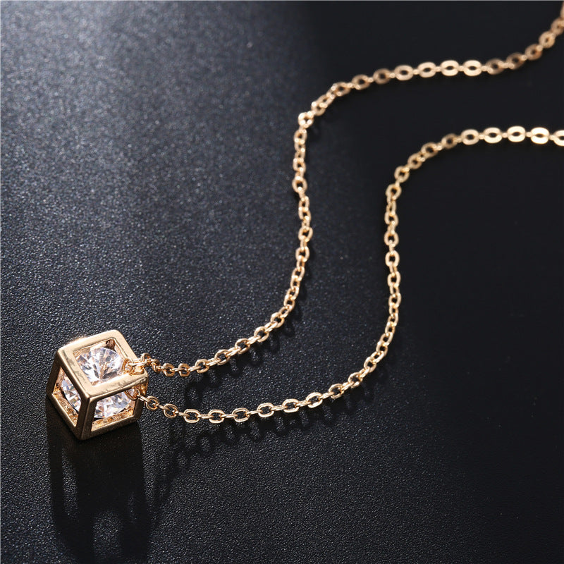 Platinum Plated Love Cube Necklace