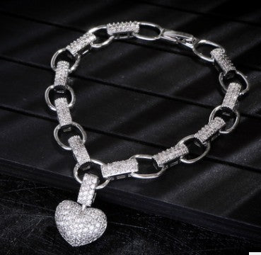 Heart-Shaped Necklace And Bracelet Set