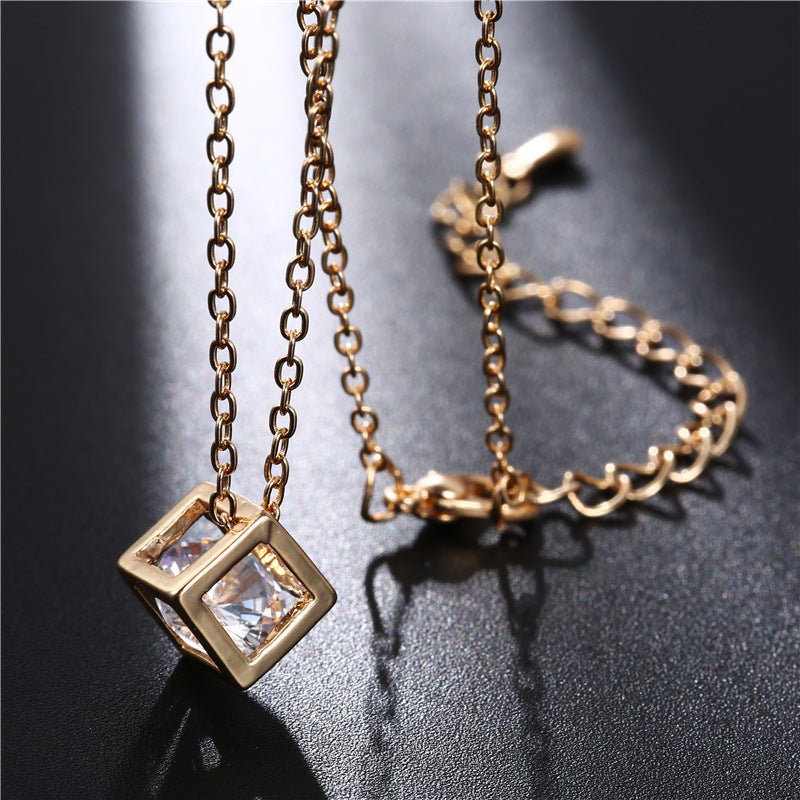 Platinum Plated Love Cube Necklace