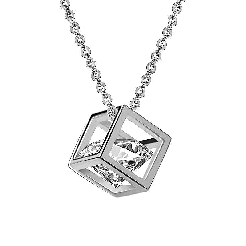 Platinum Plated Love Cube Necklace