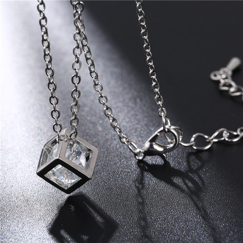 Platinum Plated Love Cube Necklace