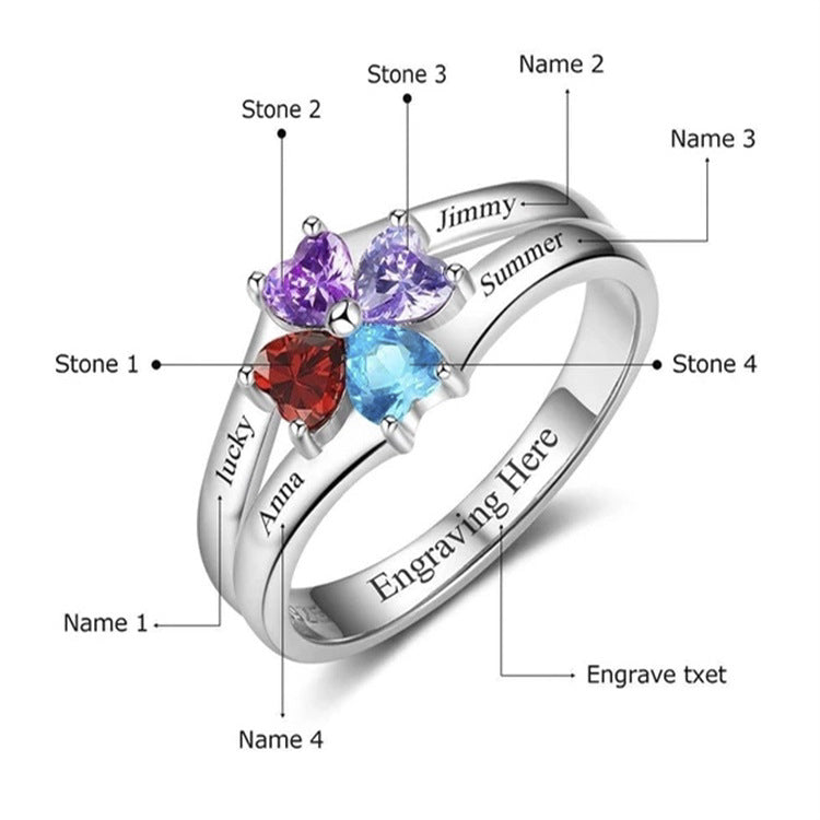 Silver Birthstone Ring with engraving