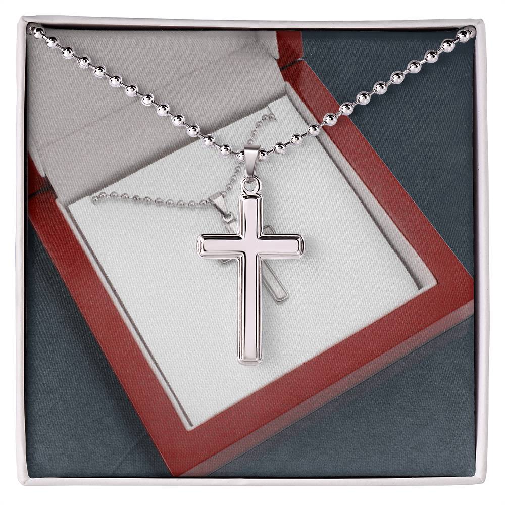 Stainless Cross Necklace w/ Ball Chain