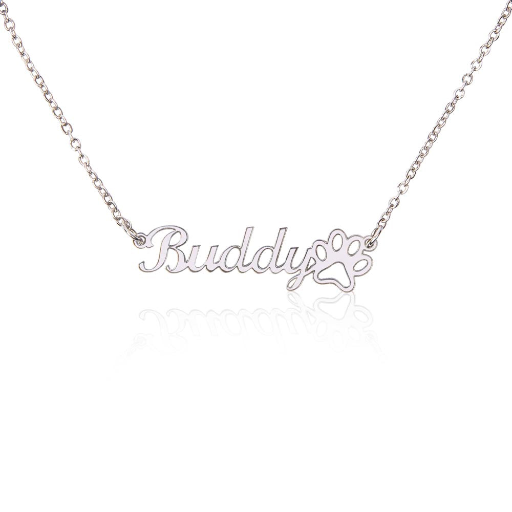 Pet Name Necklace & Paw Print