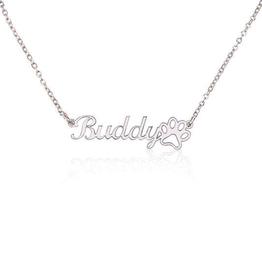 Pet Name Necklace & Paw Print